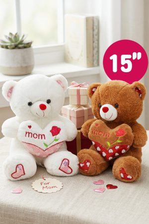 Mother's Day Heart Fuzzy Soft Teddy Bear Plush - 15 Inch