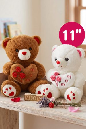 Mother's Day Heart Fuzzy Soft Teddy Bear Plush - 11 Inch