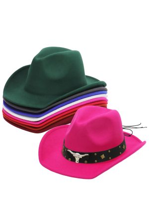 Longhorn Bronze Diamond Studded Taco Brim Felt Cowboy Hat