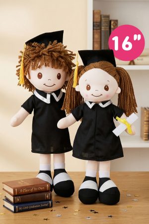 Graduation Girl and Boy Cap Gown Stuffed Rag Doll - 16 Inch