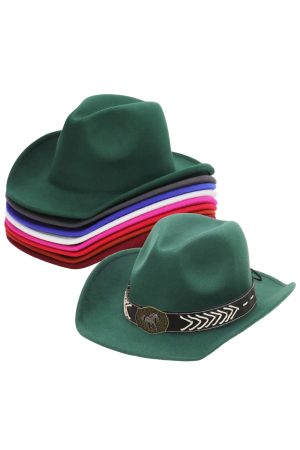 Mustang Horse Chevron Stitch Belt Taco Brim Felt Cowboy Hat