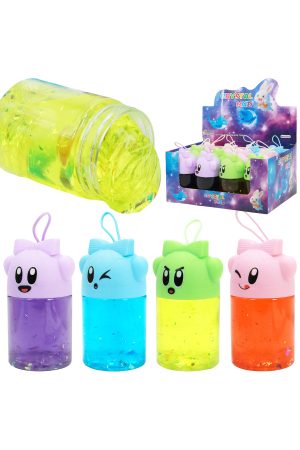 Cute Emoticon Glittery Gel Slime Jar - 12 Pcs