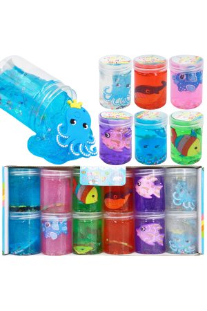 Marine Sea Animal Figurine Gel Slime Mini Jar - 12 Pcs