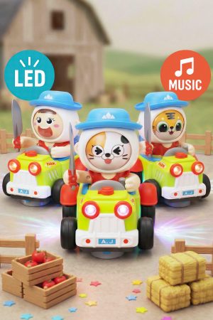 Face Changing Cat Farm Girl LED Music Toy - 3 Pcs