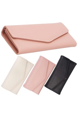 Tri-Fold Envelope Faux Vegan Leather Wallet