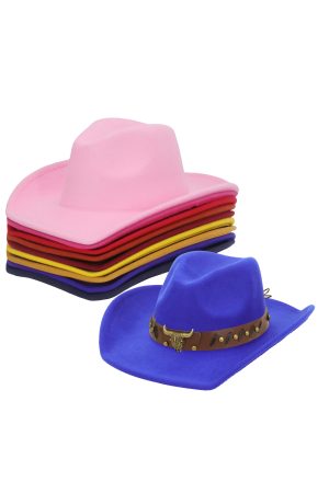 Bronze Filigree Longhorn Stitched Belt Solid Felt Cowboy Hat