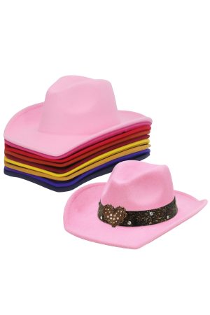 Bronze Bling Heart Paisley Belt Solid Felt Cowboy Hat