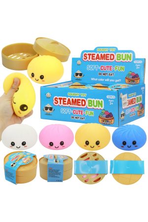 Solid Bao Bun Dumpling Soft Slime Filled Squishy - 12 Pcs