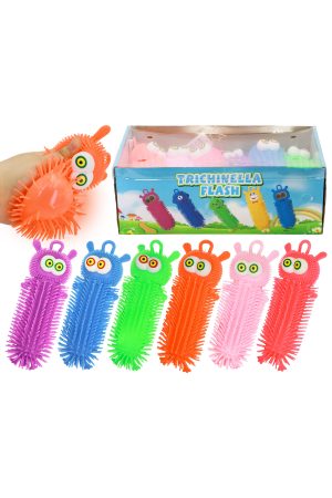 Silly Parasite Worm Light-Up Spiky Puffer Squishy - 12 Pcs