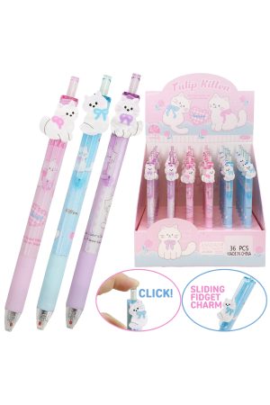 Cute Pastel Kitty Cat Fidget Charm 0.5mm Ink Pen - 36 Pcs