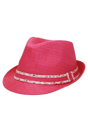 Colorful Floral Monochrome Band Straw Fedora Hat