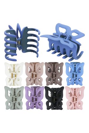 Solid Neutral Butterfly Matte Hair Claw - 12 Pcs