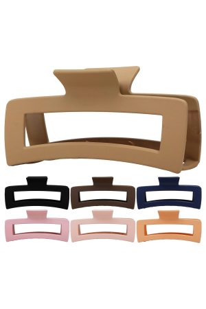 Soft Dark Neutral Large Matte Rectangular Block Hair Claw