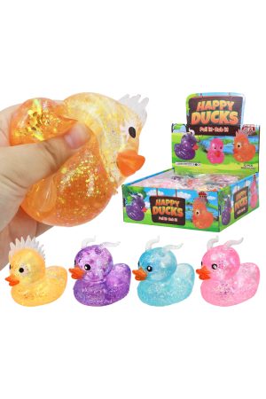 Punk Rock Rubber Duck Glitter Maltose Filled Squishy