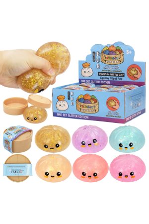 Glitter Bao Bun Dumpling Water Jelly Slime Squishy - 12 Pcs