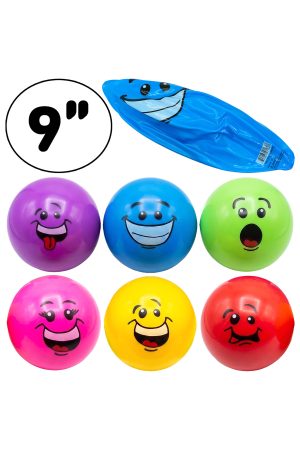 9 Inch Colorful Emoticon Bouncy Ball Toy - Deflated