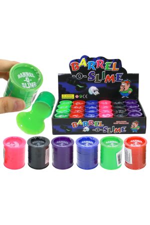 Mini Colorful Barrel Slime Jar - 24 Pcs