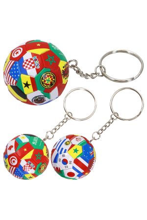 Mini World Flags Soccer Ball Key Chain - 12 Pcs