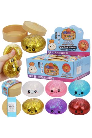 Glitter Jelly Bao Bun Dumpling Jiggly Slime Squishy - 12 Pcs