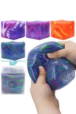 JUMBO Marbled Cube Maltose Putty Filled Squishy - 4 Pcs