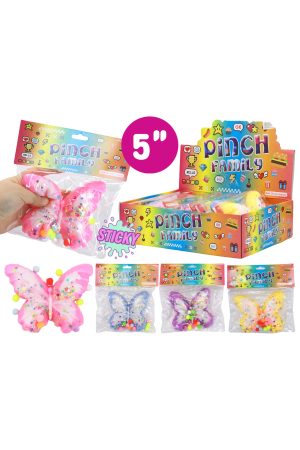 Jumbo Butterfly Sticky Mochi Pom Pom Squishy Bag