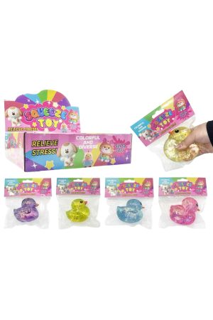 Rubber Duck Glittery Maltose Putty Filled Squishy Bag