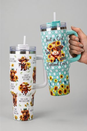 Highland Cow Love Print Stainless Steel Tumbler