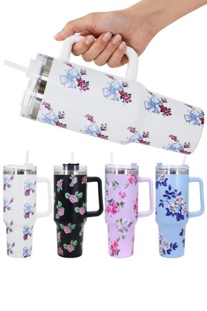 Colorful Floral Variety Print Stainless Steel Tumbler