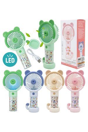 Cute Animal Cartoon LED Light-Up Portable Electric Fan