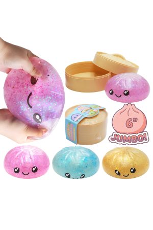 Jumbo Dumpling Glitter Jelly Slime Filled Squishy - 6 Inch