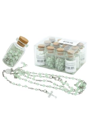 Faux Light Jade Gemstone Prayer Beads Rosary Necklace