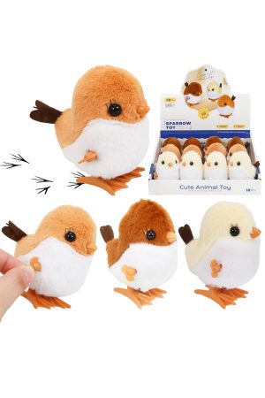 Cute Baby Sparrow Wind-up Clockwork Plushie Doll Toy