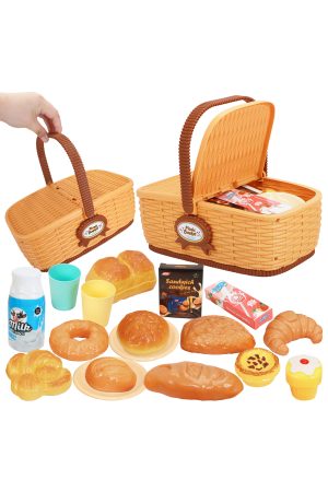 Bread Bakery Picnic Toy Basket Play Set