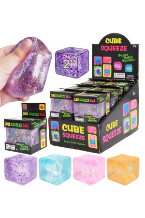 Iridescent Glitter Cube Maltose Putty Filled Squishy