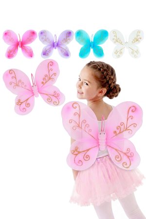 Kids Gold Glittery Fairy Costume Wings