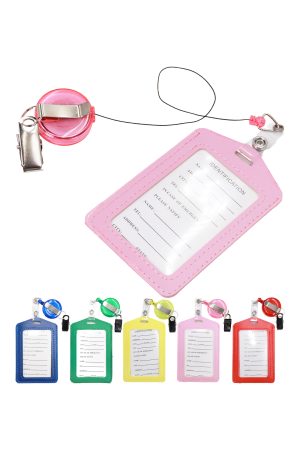 Colorful Vertical ID Card Badge Holder Retractable Lanyard