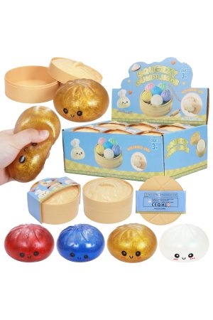 Metallic Glitter Bao Bun Dumpling Jelly Slime Filled Squishy
