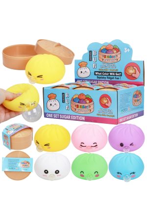 Solid Pastel Bubble Blowing Bao Bun Dumpling Squishy Toy