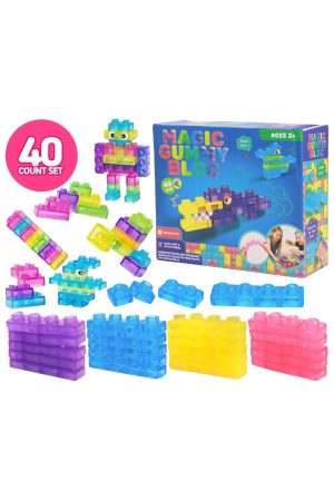 40-Count Colorful Gummy Squishy Sensory Building Block