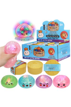 Glitter LED Light-Up Jiggly Jelly Dumpling Bao Bun Squishy