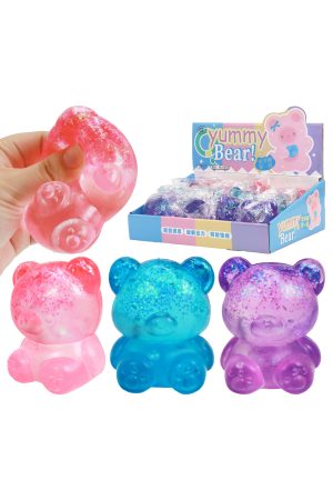 Cute Jelly Bear Glittery Maltose Putty Filled Squishy