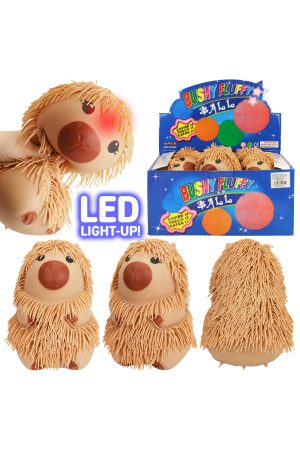 Jumbo Shaggy Capybara Light-Up Spiky Puffer Squishy - 6 Pcs