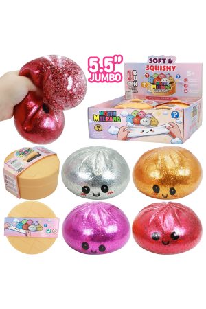 JUMBO Glitter Dumpling Water Bead Filled Squishy - 5.5 Inch