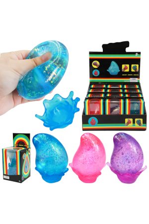 Tear Drop Glittery Maltose Putty Filled Squishy w/ Stand