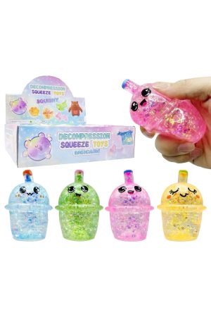 Cute Boba Glittery Maltose Thick Putty Filled Squishy