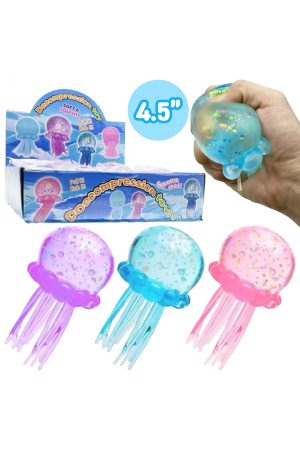 Jellyfish Glitter Maltose Putty Filled Squishy - 4.5 Inch