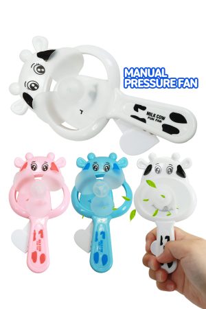 Cute Milk Cow Manual Pressure Hand-Held Fan