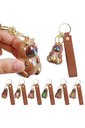 Capybara 3D Holographic Charm Lanyard Key Chain