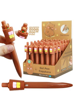 Cute Capybara Wood Hot Tub Pop-Up Clicky Fidget 0.5mm Pen