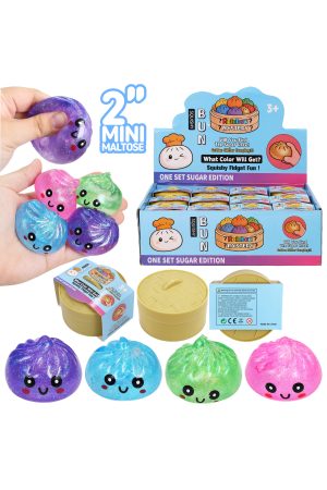 Mini Dumpling Glitter Maltose Putty Filled Squishy - 2 Inch